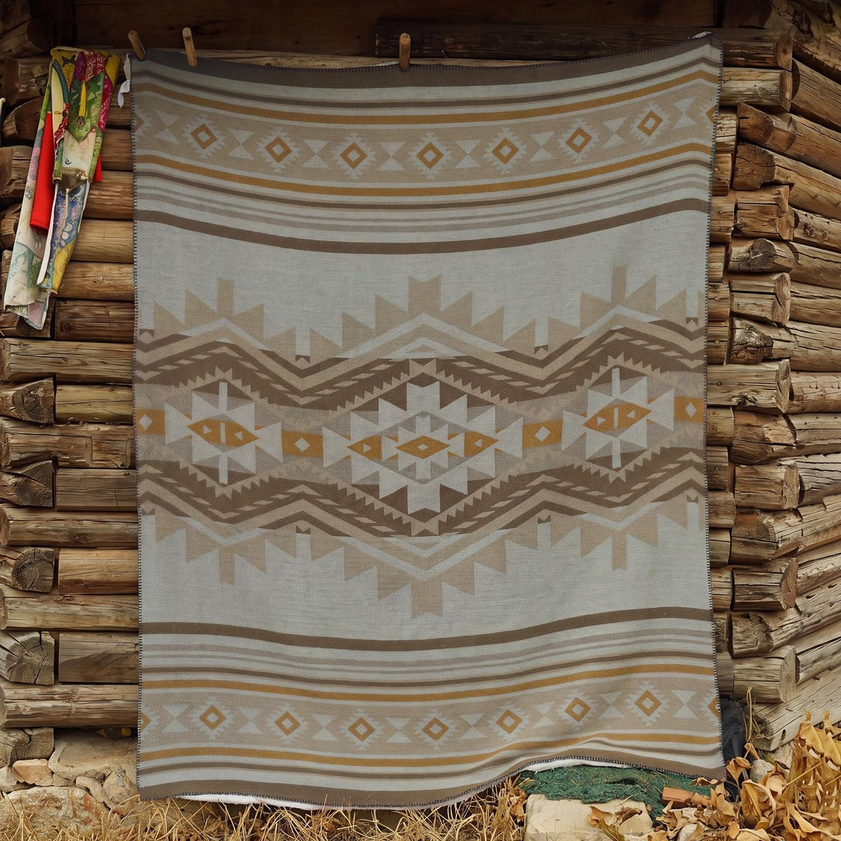 Aztec Sherpa-Lined Throw Blanket