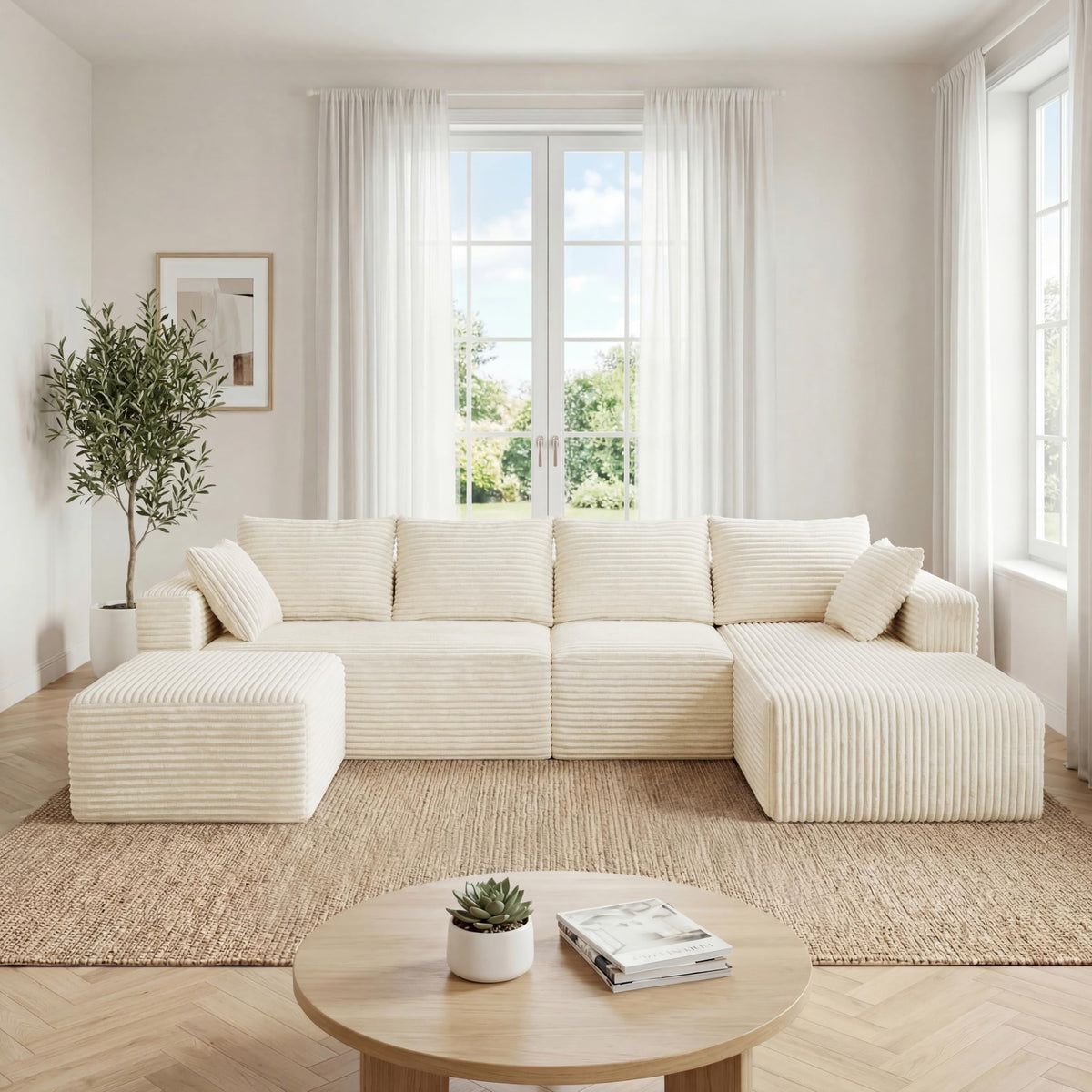 118" Modular Sectional Sofa with Chaise&Ottoman
