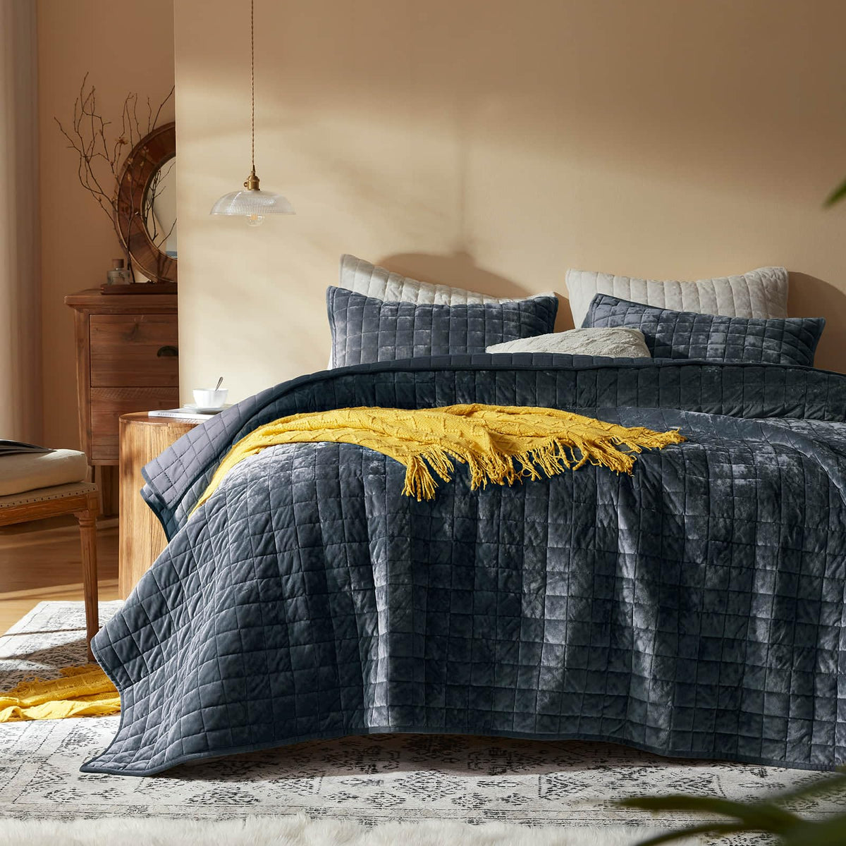 LEAONME Velvet Quilt King Size-98''x106''