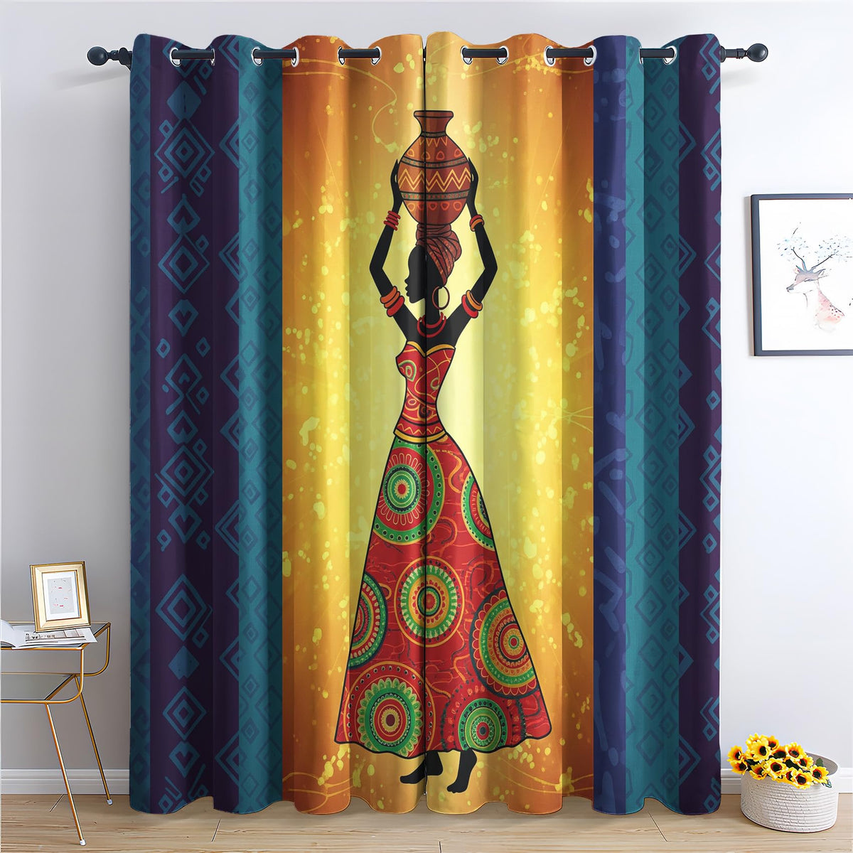 Mud Cloth Blackout Grommet Curtains