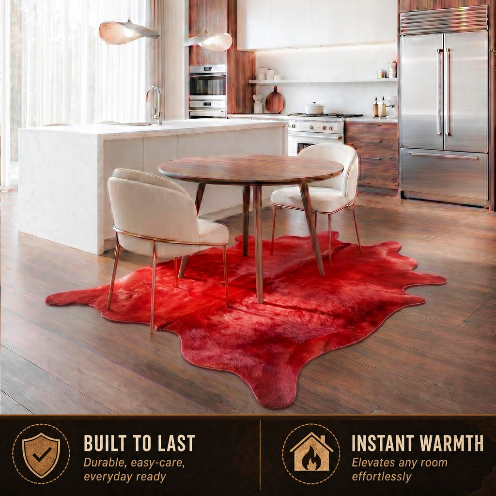 Natural Geneva Cowhide Area Rug, Off-White, 6 ft x 7 ft