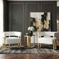 Modern Accent Chair Set of 2, Barrel Chairs, White Arm Chairs Living Room