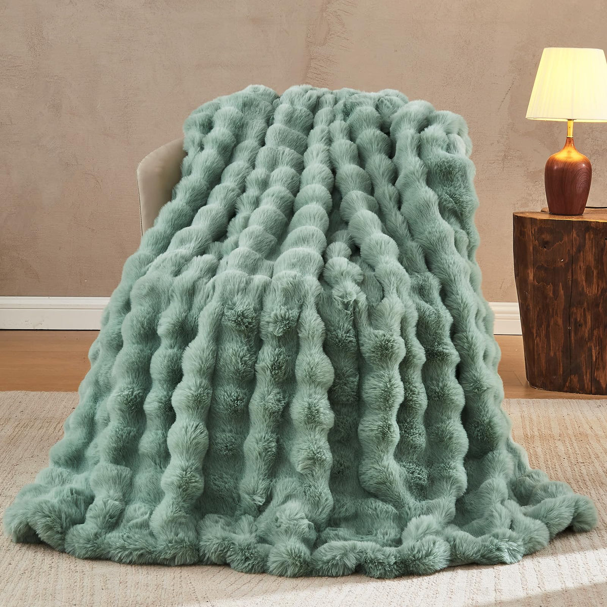 Cow-Print Faux Fur Throw Blanket