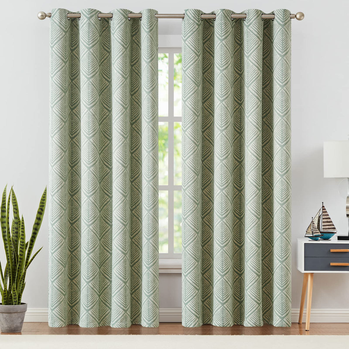 Geometric Blackout Grommet Curtains, Set of Two