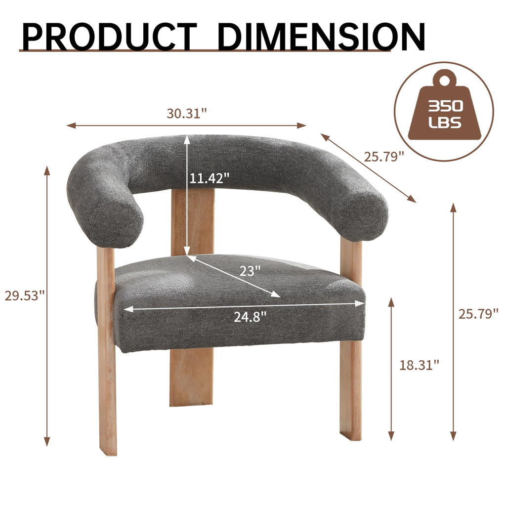 VKNOW Barrel Accent Chairs Set of 2 with Armrests and Rubberwood Legs
