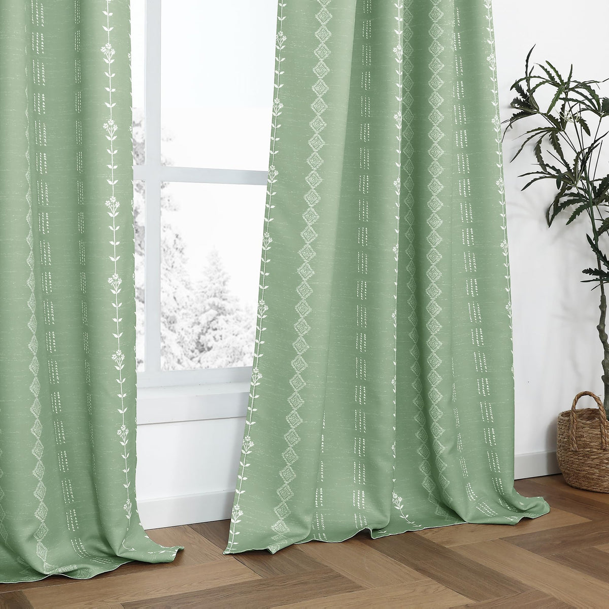 Earth-Tone Boho Curtains, Set of Two