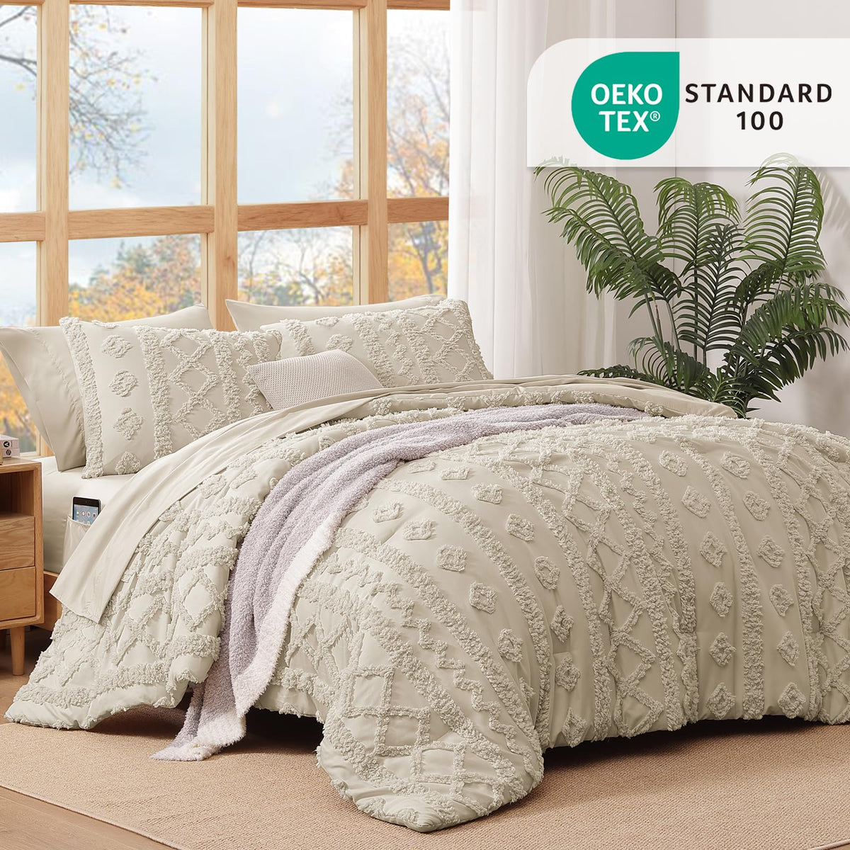 King Size Comforter Set- 7 Pieces Tufted Bed in a Bag King Bedding Sets