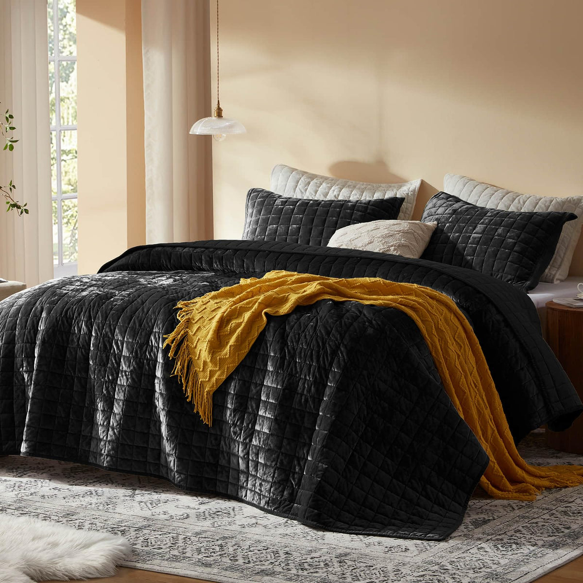LEAONME Velvet Quilt King Size-98''x106''