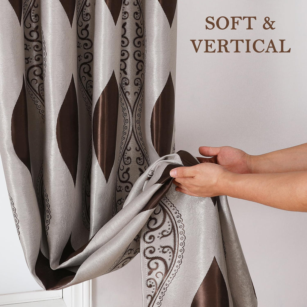 Wave Jacquard Grommet Curtains, Set of Two