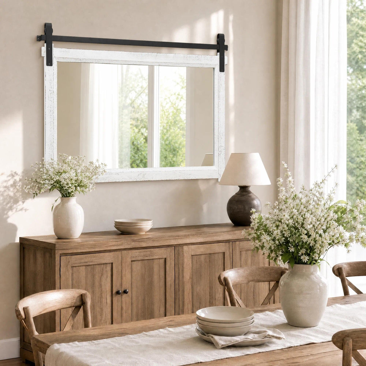Rustic Barn-Door Bathroom Vanity Mirror