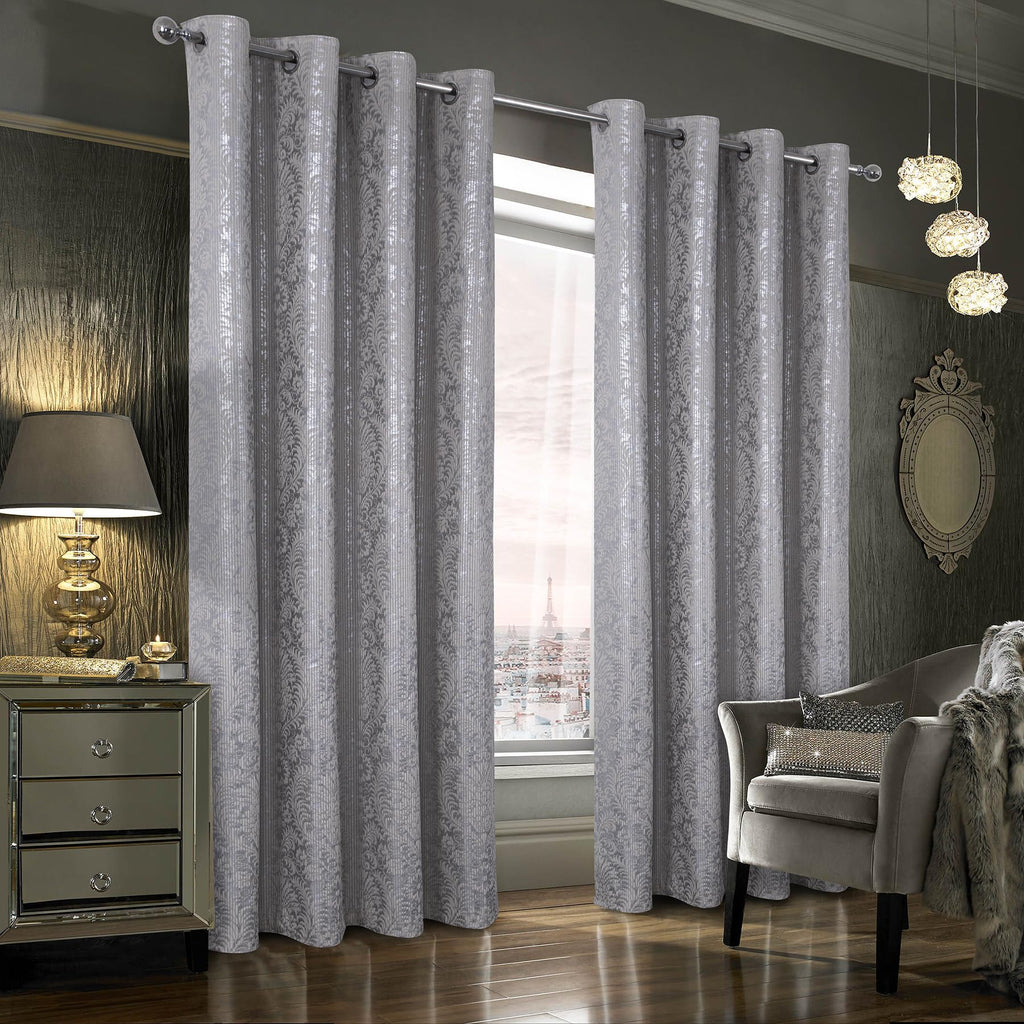 Damask Foil-Print Velvet Blackout Curtains