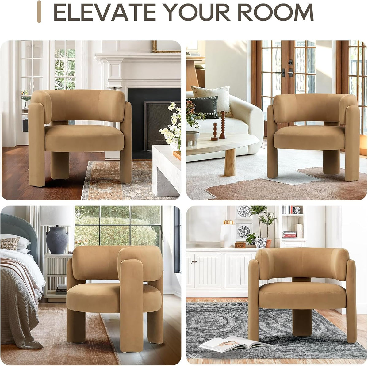 COLAMY Modern Velvet Accent Chairs Set of 2