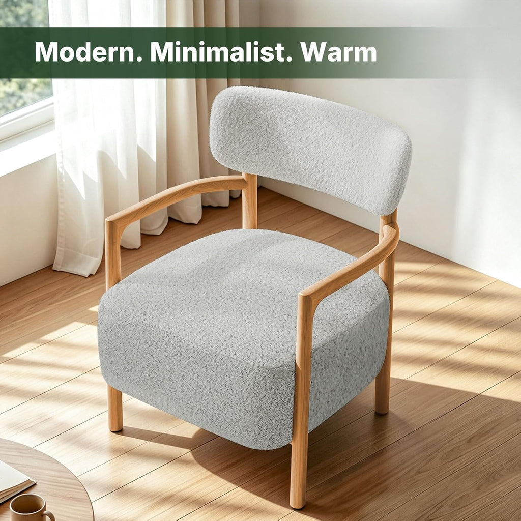 Busaurus Modern Accent Chair, Boucle Arm Chair for Living Room