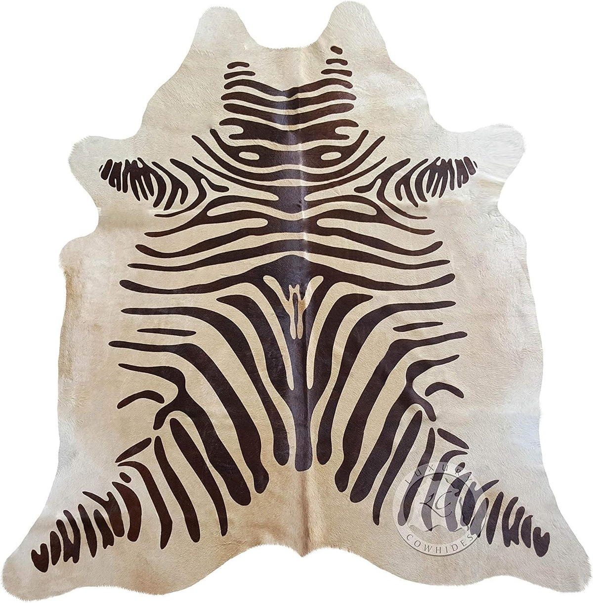 Sunshine Cowhides 100% Genuine Zebra Print Brown on Beige Cowhide Rug - Modern