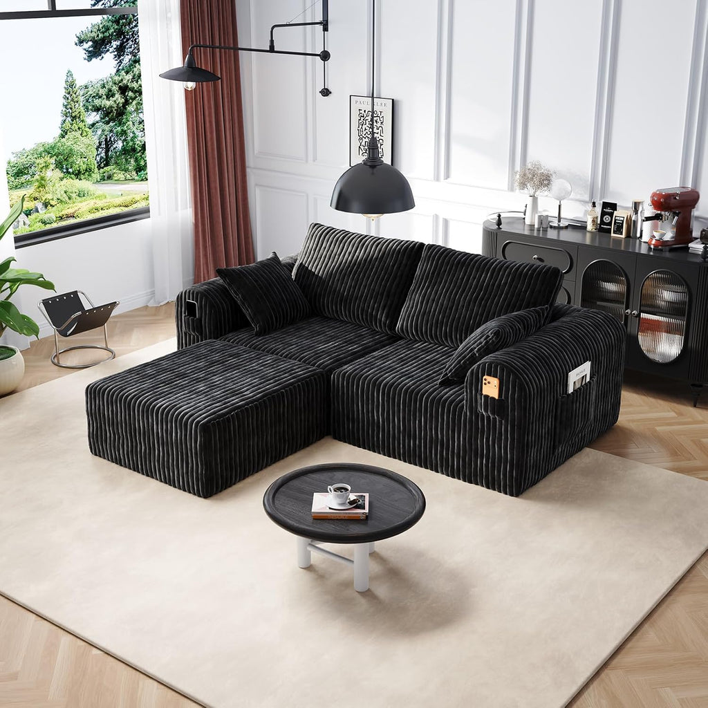 106" Modular Corduroy Cloud Sectional Sofa
