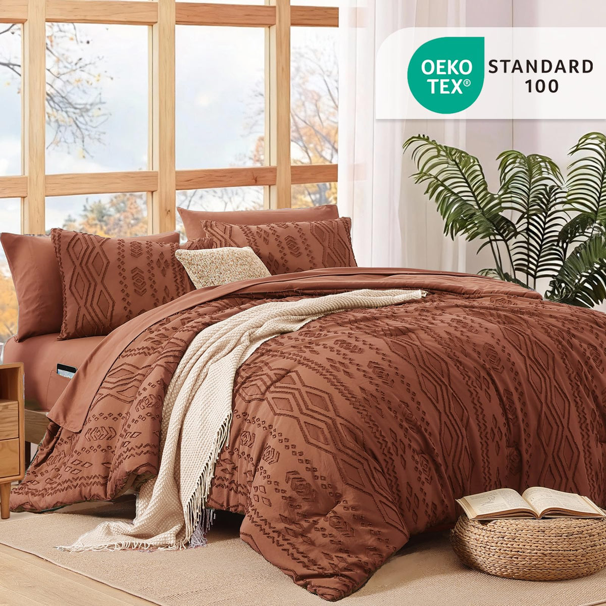 King Size Comforter Set- 7 Pieces Tufted Bed in a Bag King Bedding Sets