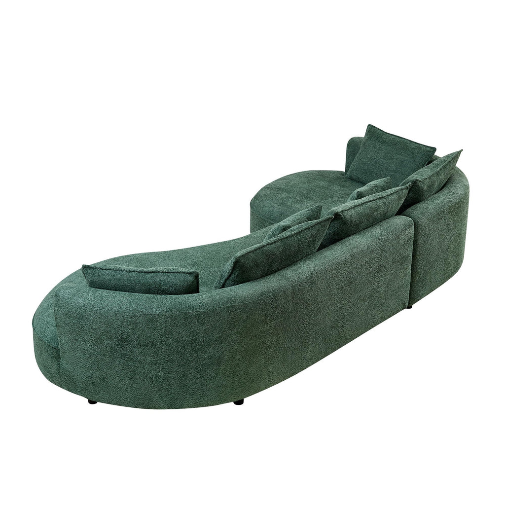 102.36" Curved Sectional Sofa, Gray Velvet 4-Seat Couch