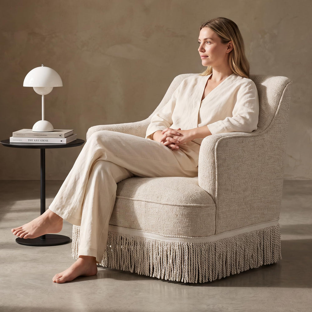 Hyfirm Vintage Accent Chair with Fringe Tassel Skirt