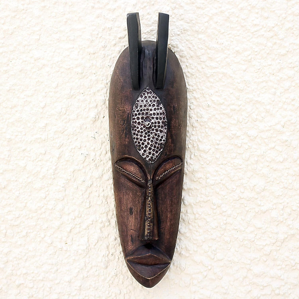 NOVICA Handmade Artisan Ivoirian Wood Mask King Who Loves Peace Fair Trade