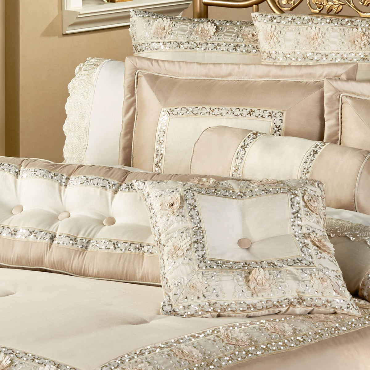 Touch of Class Luxury Elegante Faux Silk Comforter Bedding, Queen, 4 Pc Set