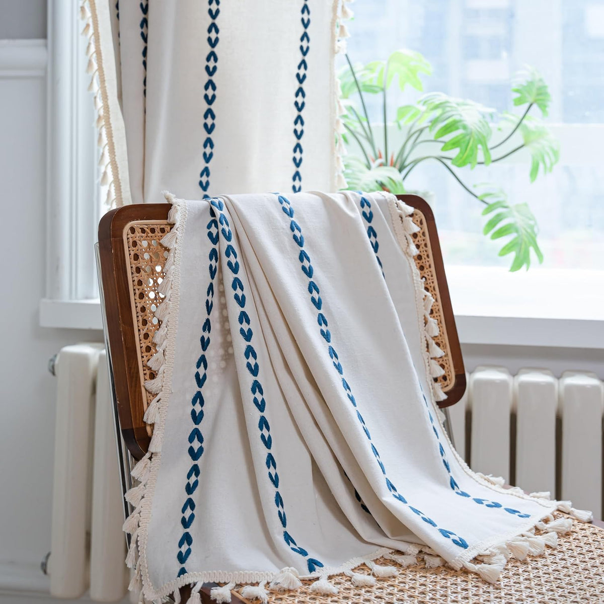 Boho Tassel Rod-Pocket Curtain Panel