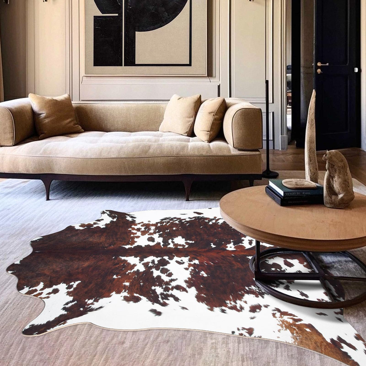 Faux Cowhide Rug 4.6x5.2 ft Cow Hide Faux Cowhide for Living Room Bedroom Dining