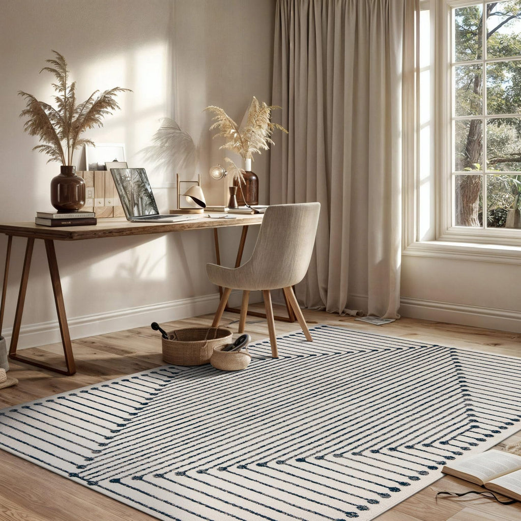 Rugshop Contemporary Bohemian Stripe Area Rug 7'10" x 10' Black