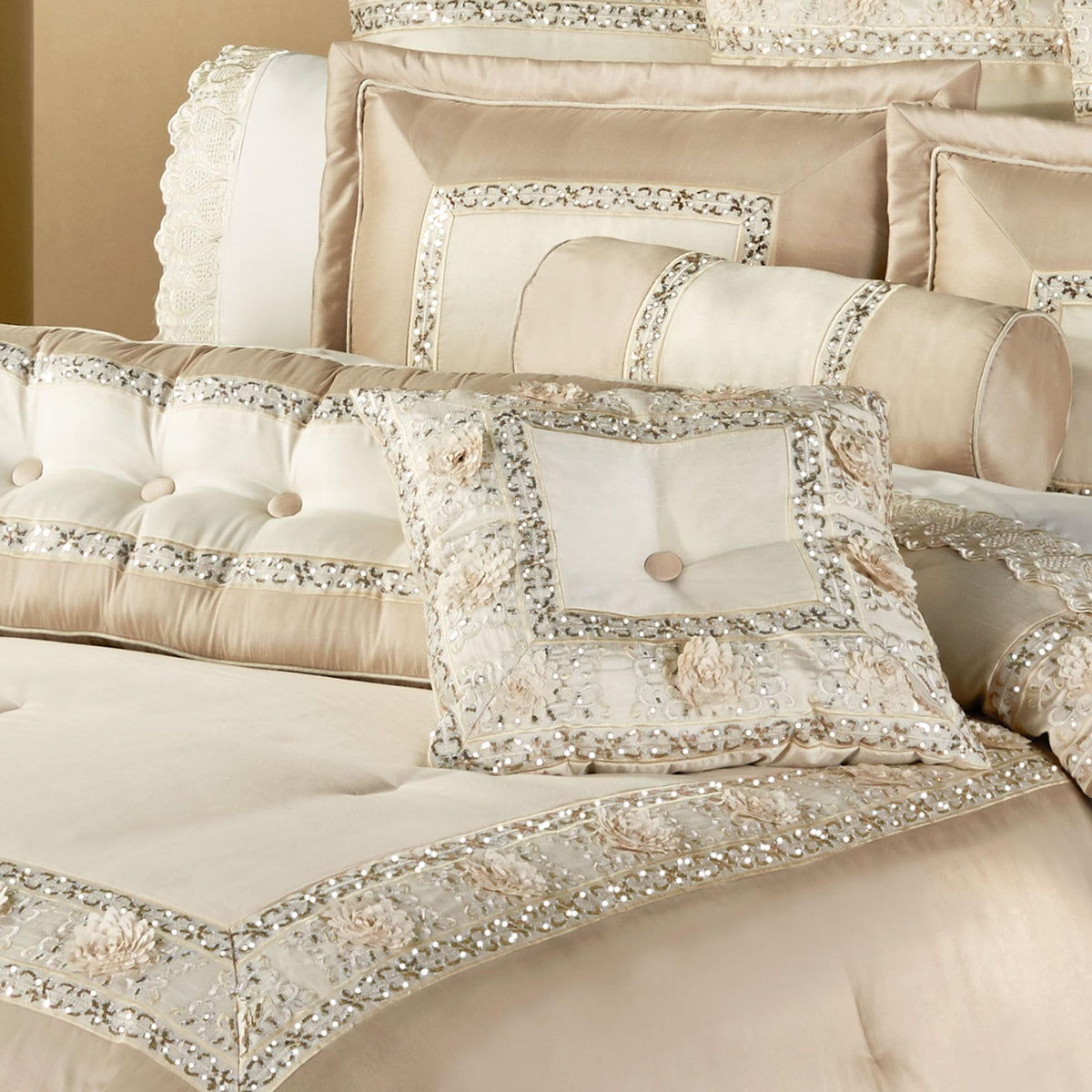 Touch of Class Luxury Elegante Faux Silk Comforter Bedding, Queen, 4 Pc Set