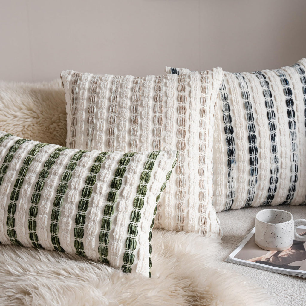 Striped Chenille Pillow Covers