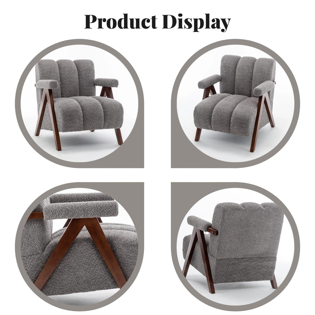 Mid Century Modern Accent Chairs Set of 2 with Solid Wood Frame
