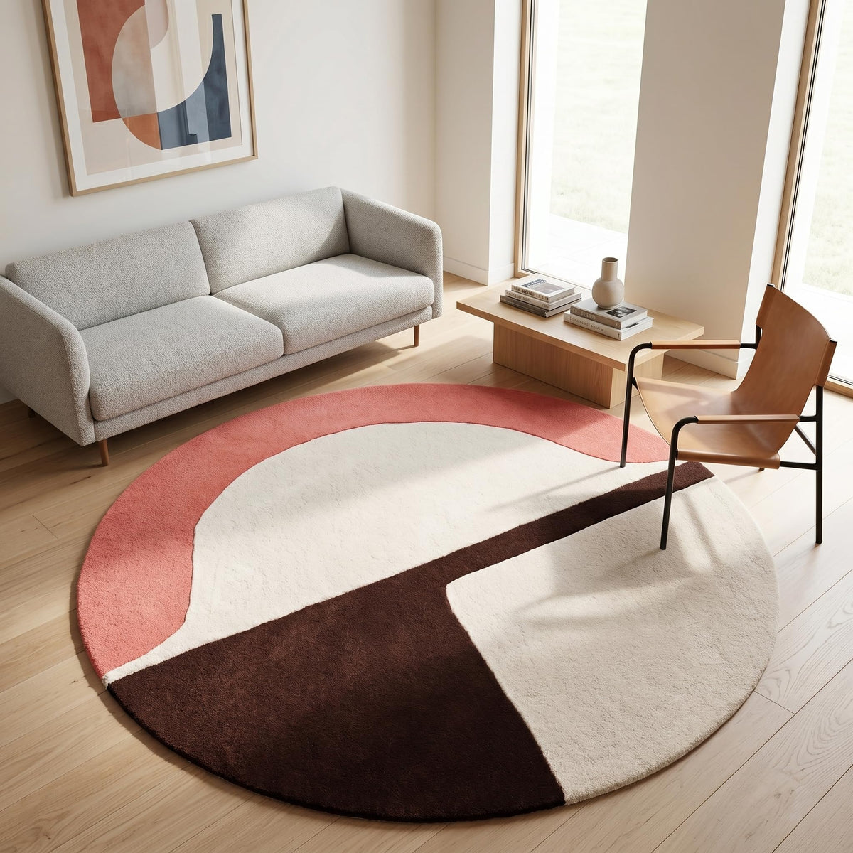 Hand-Tufted Round Wool Area Rug – Unique Modern Circular Design