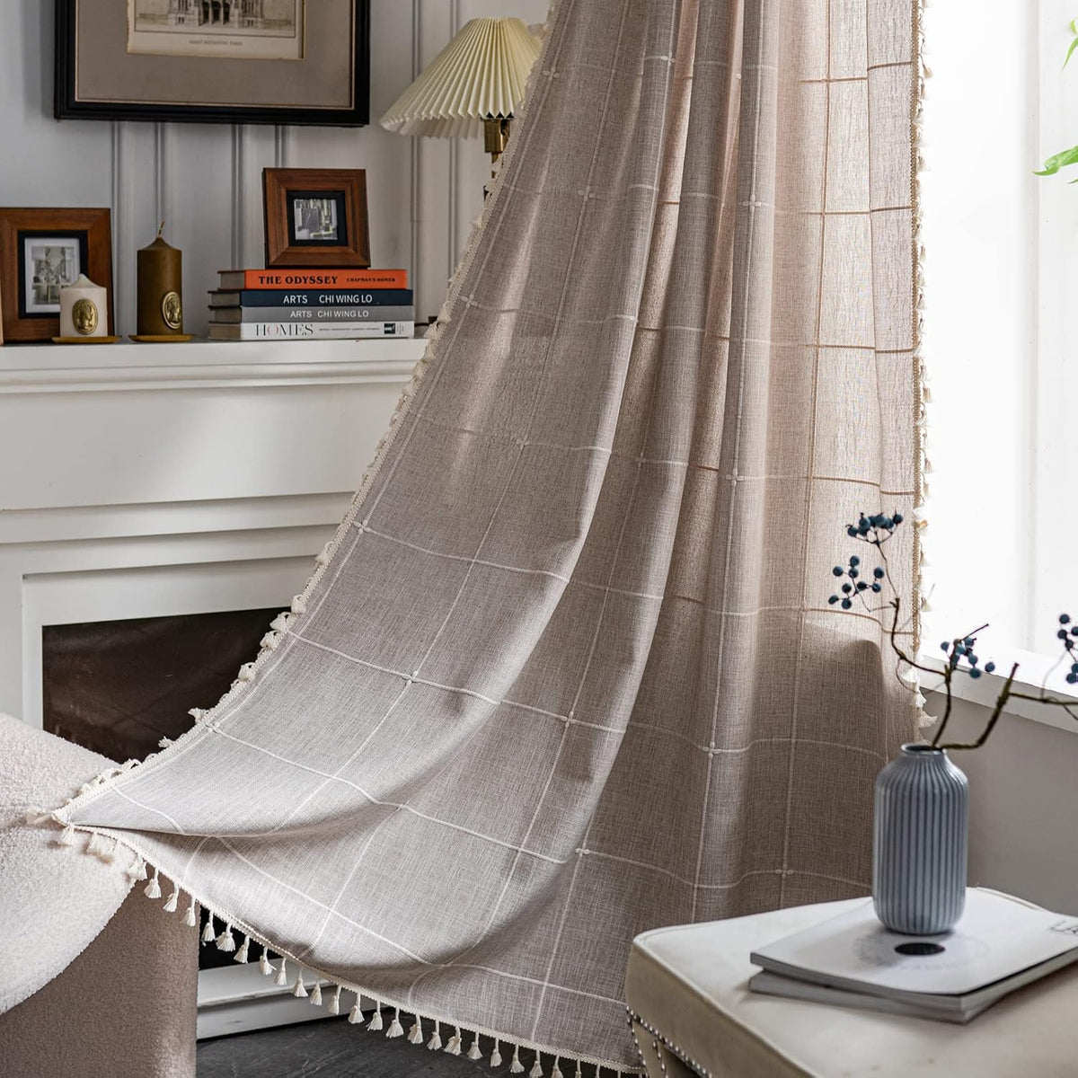 Boho Tassel Rod-Pocket Curtain Panel