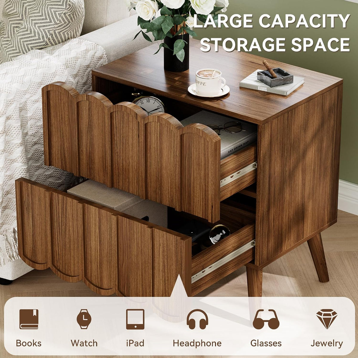 Fluted Nightstand