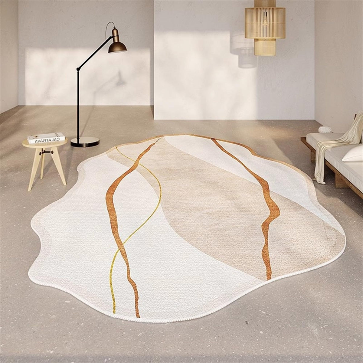 Wavy Striped Irregular Area Rug