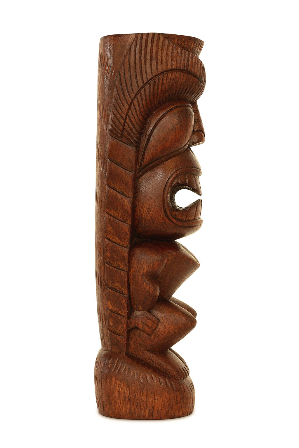 G6 Collection Handmade Wooden Primitive Tattoo Face Tribal Statue Sculpture Tiki