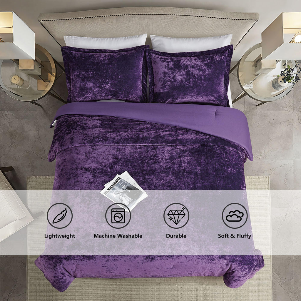 Luxury Velvet Queen Size Comforter Set