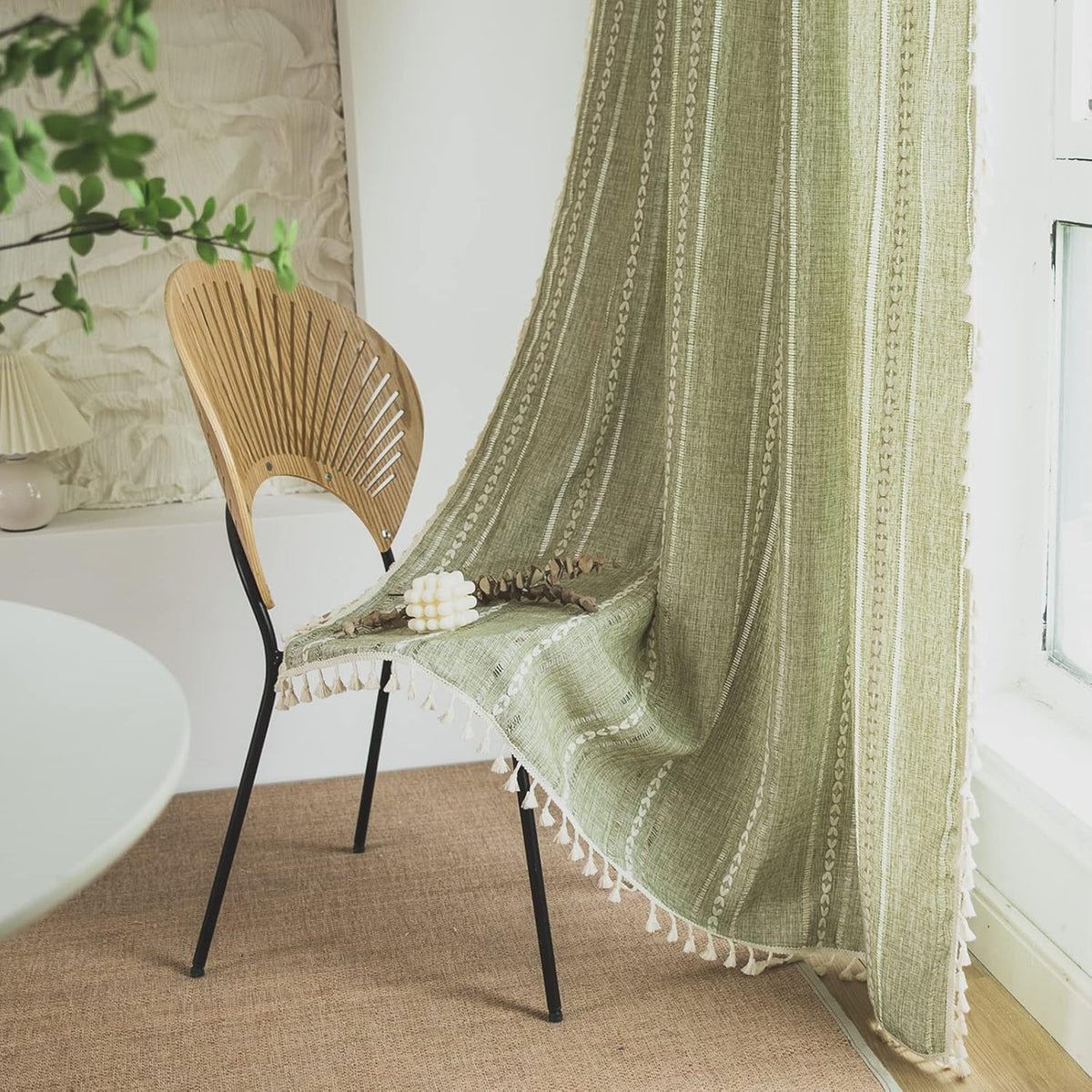 Boho Tassel Rod-Pocket Curtain Panel