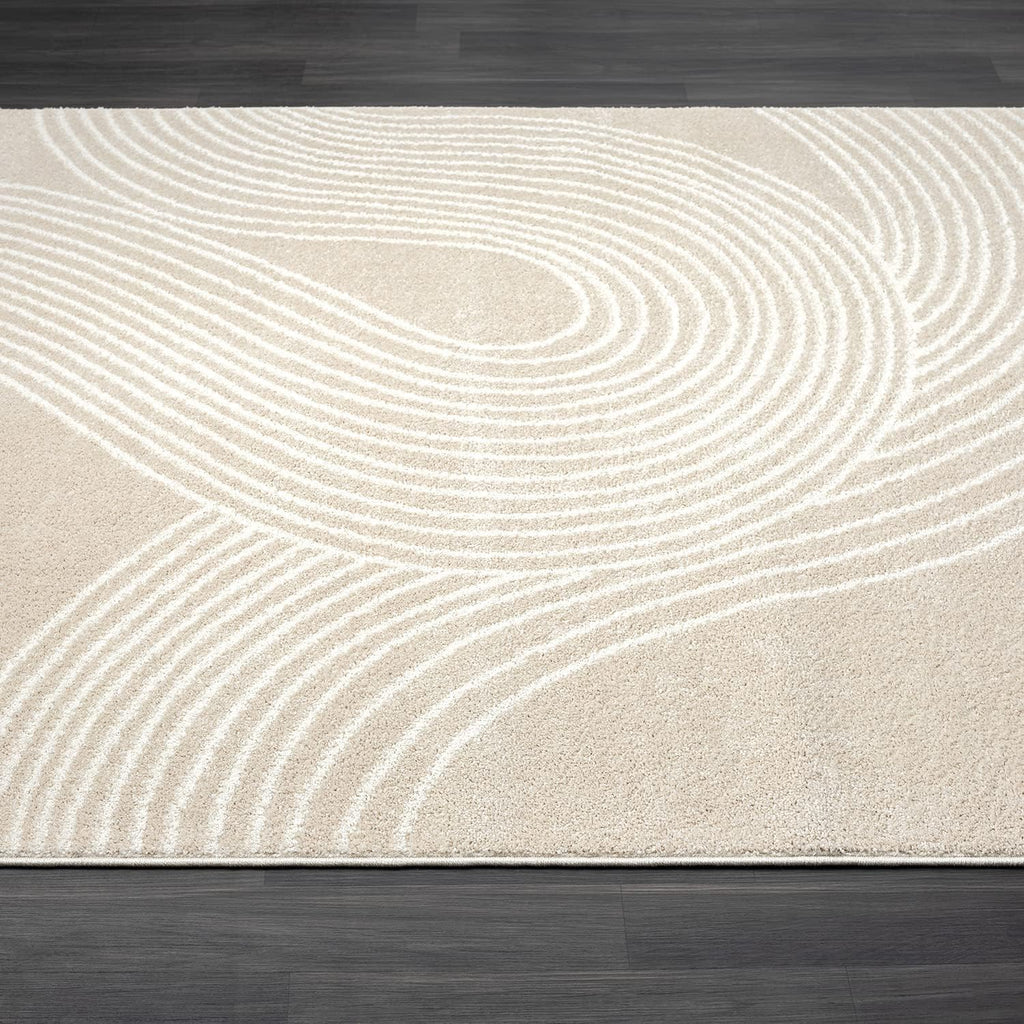 Abani Cream and Black Swirl Area Rug