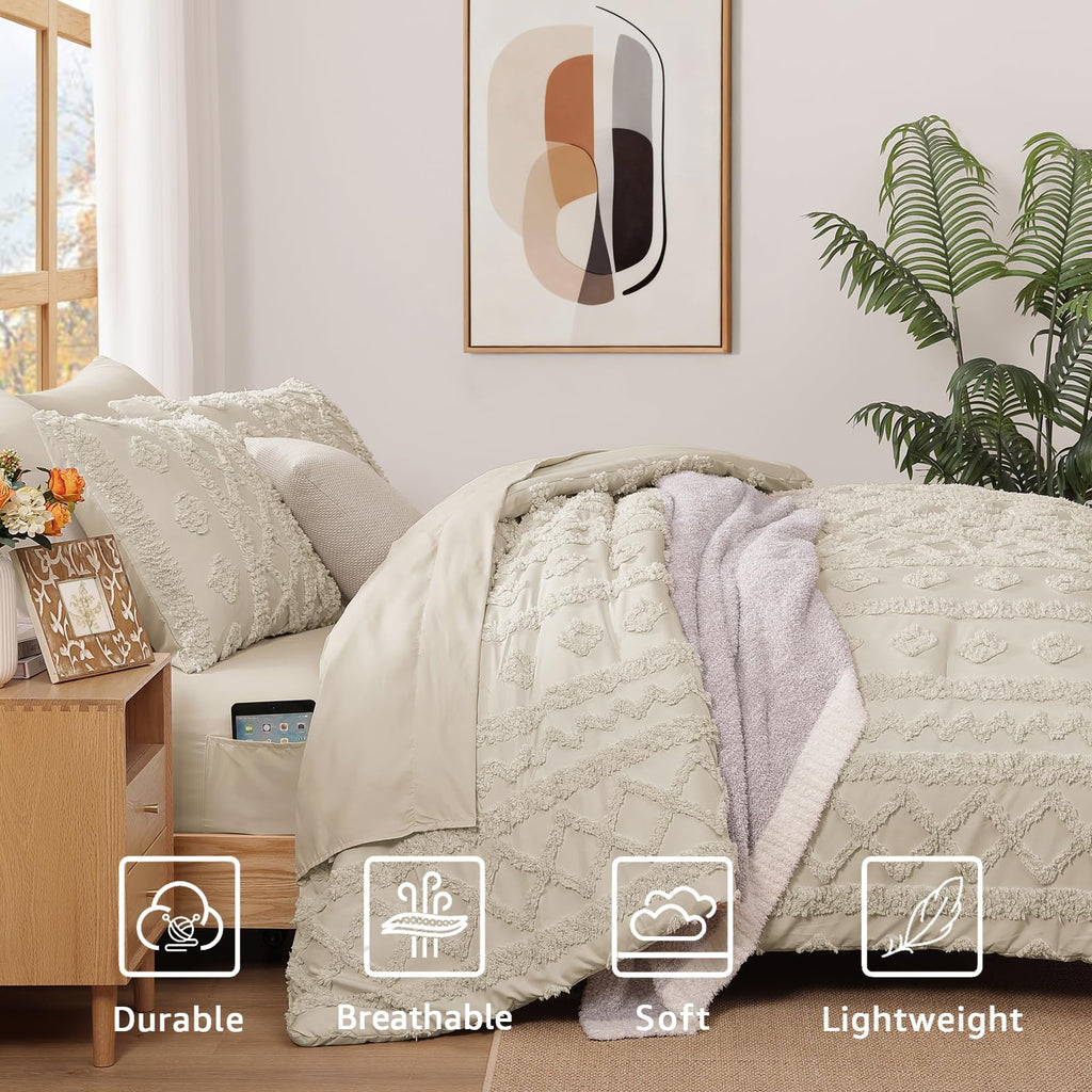 King Size Comforter Set- 7 Pieces Tufted Bed in a Bag King Bedding Sets