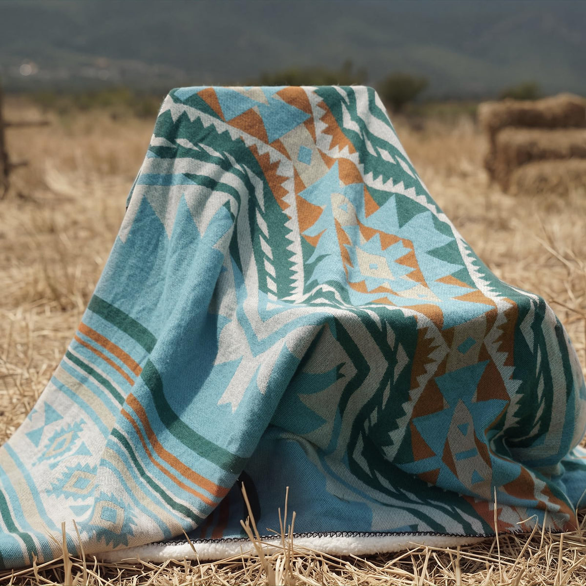 Aztec Sherpa-Lined Throw Blanket