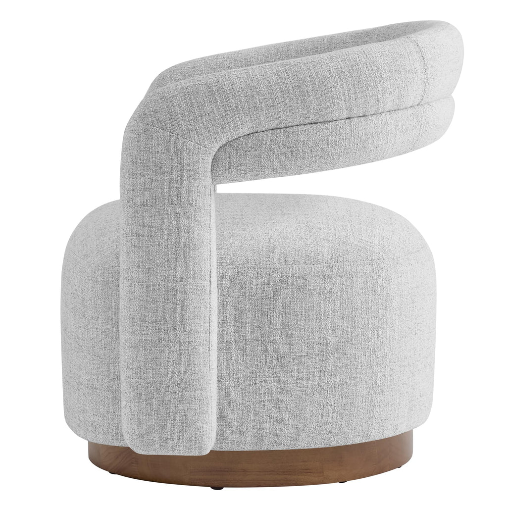 KISLOT, Swivel Accent Chair, Modern Arm Chair with Wooden Base, Cream