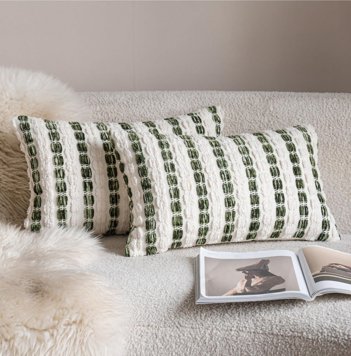 Striped Chenille Pillow Covers