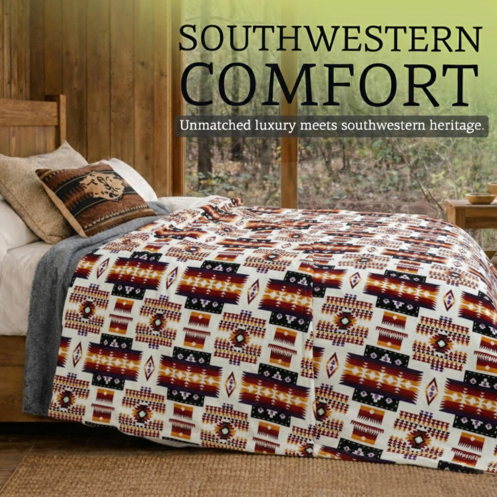 Sacred Thread Aztec Blanket Fleece, Western Blanket (Coffee Flannel) (King)