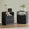 Fluted Nightstands with Charging Station, Set of 2