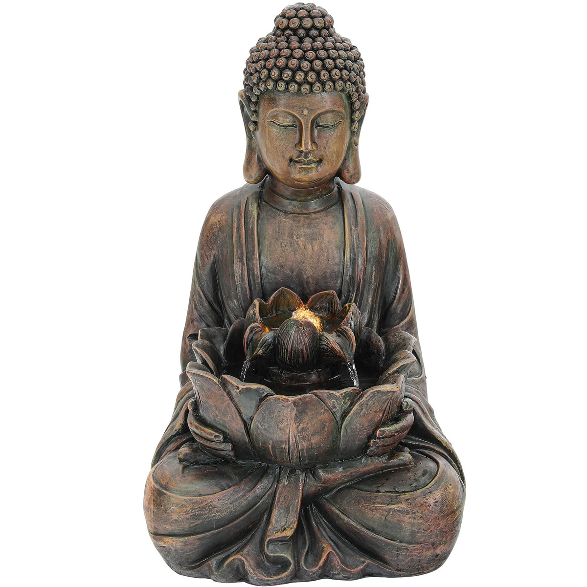 23" H Tiki Statue Outdoor Water Fountain with LED Lights