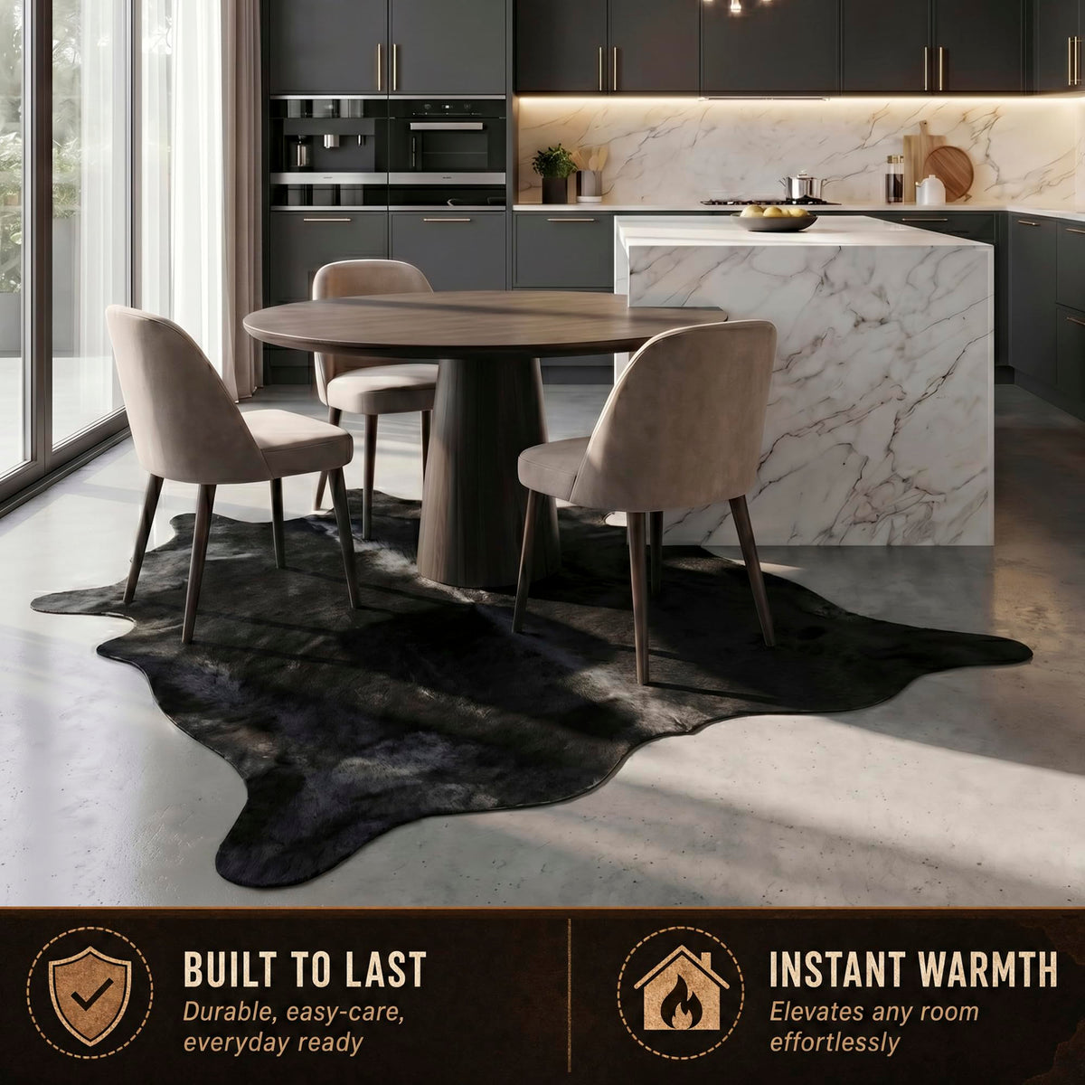 Natural Geneva Cowhide Area Rug, Off-White, 6 ft x 7 ft