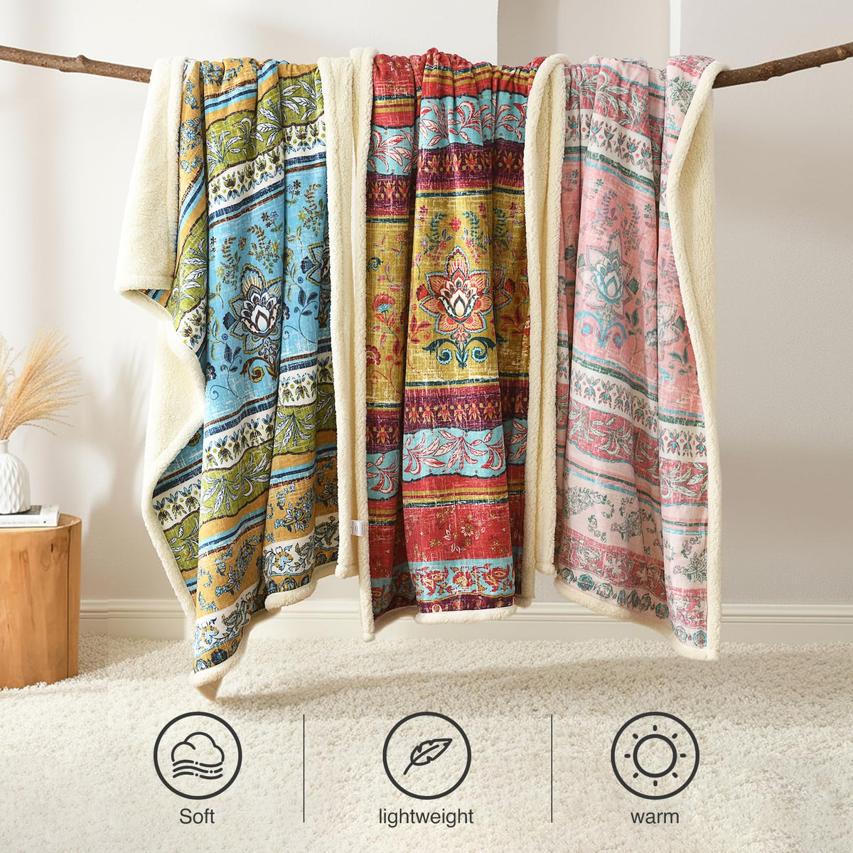 Aztec Sherpa-Lined Throw Blanket