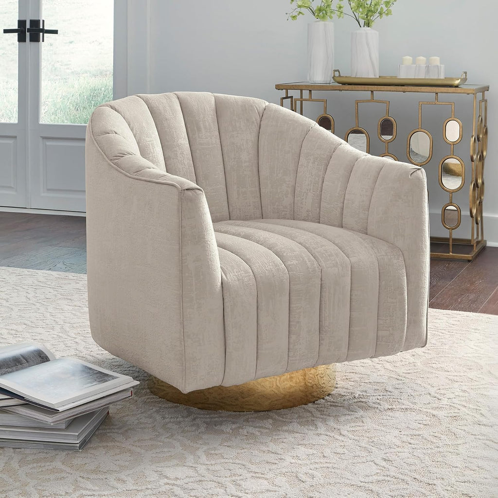 Signature Design by Ashley Swivel Barrel Accent Chair, Pearl, Penzlin