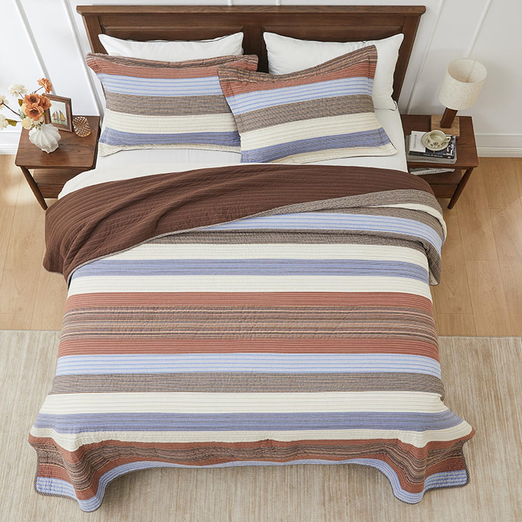 SahSahCasa 128"x120" 100% Cotton Oversized California King XL Bedspread Coverlet
