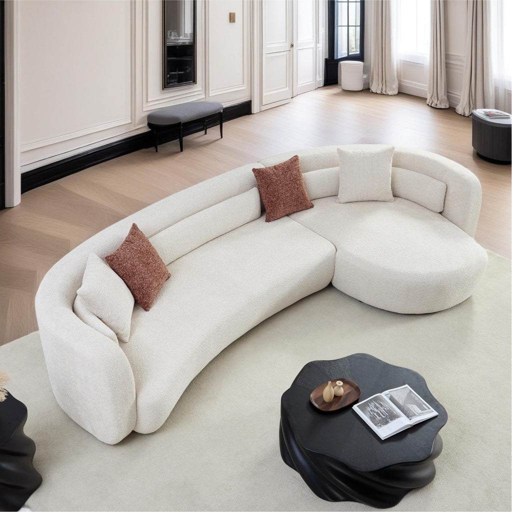 102.36" Curved Sectional Sofa, Gray Velvet 4-Seat Couch